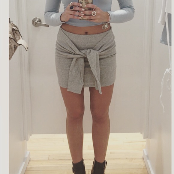 Zara Dresses & Skirts - Really unique grey jersey skirt with tie detail